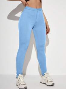 Quần âu màu trơn vừa vặn thời trang dành cho nữ - Màu xanh lam - Xem 5