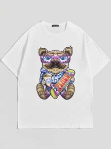 Innervision Hombres Camiseta con estampado de dibujos animados - Blanco - Ver 1