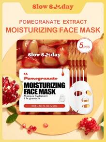 5入組石榴口罩,清新香調水果融合系列,保濕,保濕,抗衰,,舒緩,韓語口罩,適用於女士,男士 - Pomegranate - 查看 6