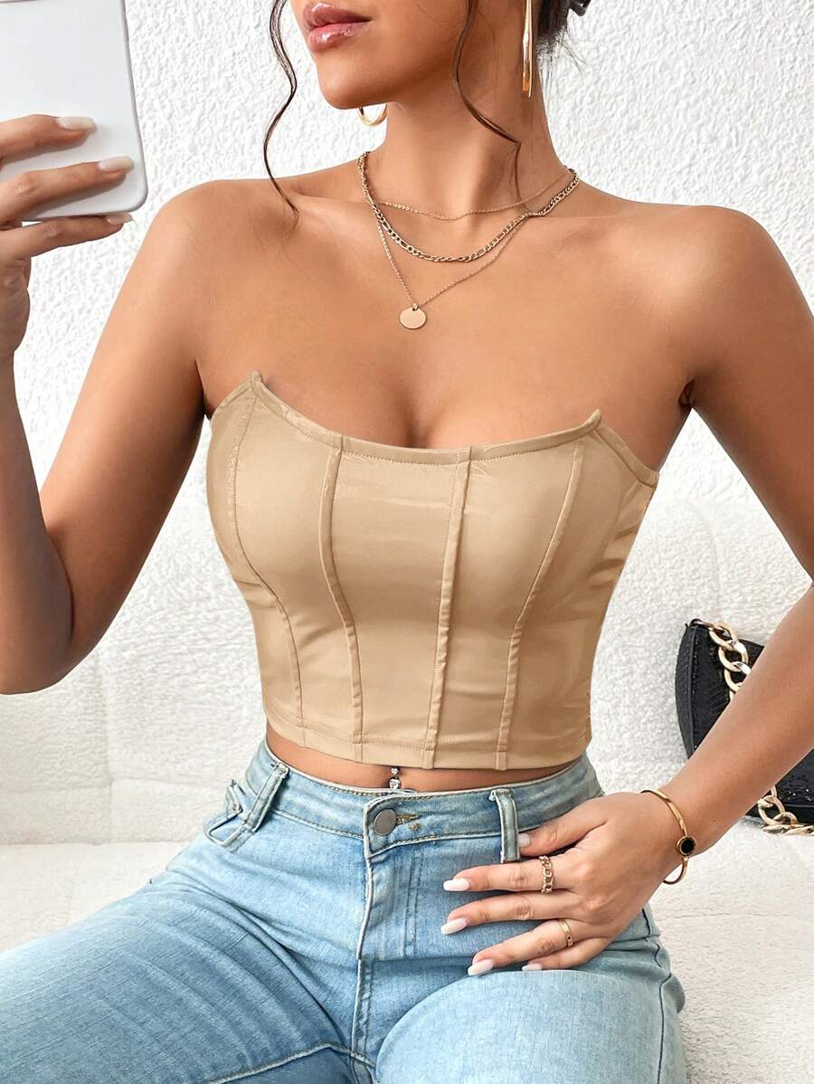 Firerie Top tubo crop unicolor - Albaricoque - Ver 1