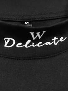 Manfinity Homme 男士 T 恤宽松立领落肩长袖休闲学院风春季涤纶 T 恤，秋季 - 黑色 - 查看 3