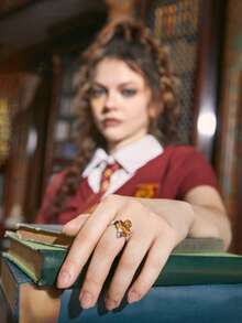 Harry Potter | ROMWE 1入組時尚不銹鋼字母獅子裝飾開口戒指適合女士適用於裝飾用品