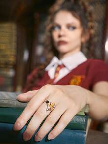 Harry Potter | ROMWE 1入組時尚不銹鋼字母獅子裝飾開口戒指適合女士適用於裝飾用品