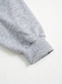 SHEIN LUNE Casual Leopard Print & Star Pattern Round Neck Loose Fit Long Sleeve Sweatshirt For Women, Autumn/Winter - Light Grey - View 4