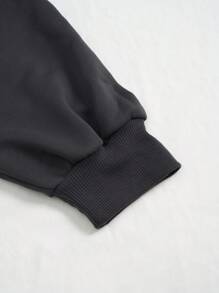 SHEIN EZwear Casual Vintage Sun & Moon Face Print Oversized Crew Neck Long Sleeve Women Sweatshirt, Suitable For Fall And Winter,Long Sleeve Tops - Dark Grey - View 4