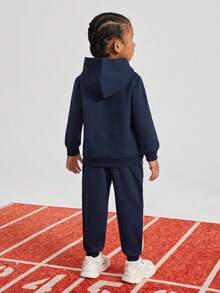 SHEIN 男小童字母圖案連帽衫和運動褲 - 彩色 - 查看 2