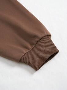 SHEIN EZwear Cowboy Boots Graphic Drop Shoulder Sweatshirt - Coffee Brown - View 2