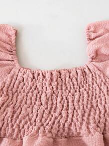 cô gái mười hai Nếp uốn Ống tay áo Xù Hoa Sen Đầm - Bụi hồng - Xem 3