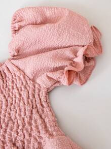 cô gái mười hai Nếp uốn Ống tay áo Xù Hoa Sen Đầm - Bụi hồng - Xem 5