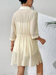Breezaya 蝙蝠袖腰部抽繩襯衫連衣裙