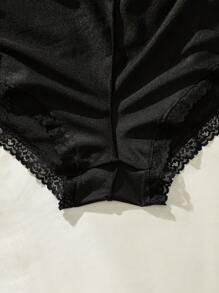Set de lencería con encaje en contraste - Negro - Ver 5
