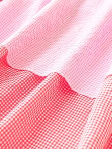 Flirla 大碼撞色肩上打結褶邊吊帶連衣裙 - 粉色 - 查看 3