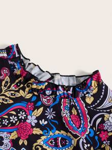 Whitebread In hoa Paisley Viền Ruffle Cổ giả áo tay bướm Áo sơ mi - Nhiều màu - Xem 3