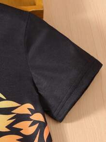 SHEIN 男小童動物印花T恤 - 黑色 - 查看 5