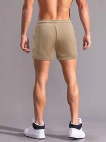 Manfinity RSRT Nam In cây dừa Eo dây rút Quần short - Màu Khaki - Xem 2