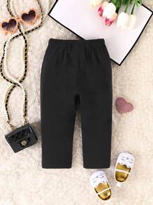 Baby Girl Cartoon Graphic Trousers - Black - View 2