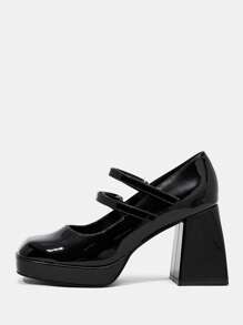 SHEIN MOD Giày Cao Gót Mary Jane Gót Chunky Đơn Giản Và Thanh Lịch Cho Nữ - màu đen - Xem 1