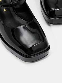 SHEIN MOD Giày Cao Gót Mary Jane Gót Chunky Đơn Giản Và Thanh Lịch Cho Nữ - màu đen - Xem 3