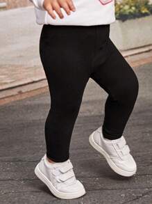 SHEIN Casual Versatile Cute Cartoon Bear Print Knitted Leggings - Black - View 4