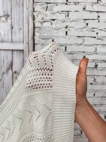 SHEIN LUNE Dệt kim chấm bi Tay áo loe Áo len - trắng - Xem 7