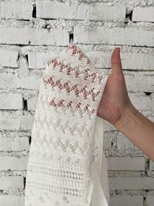 SHEIN LUNE Thả vai Dệt kim chấm bi Áo len Không có áo ngực - trắng - Xem 7