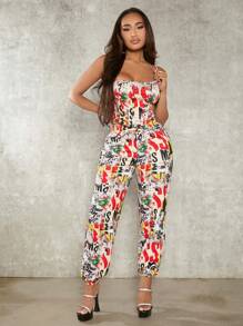 SHEIN SXY 字母圖案彈性腰帶衛褲 - 彩色 - 查看 3