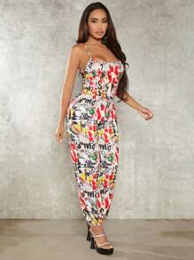 SHEIN SXY 字母圖案彈性腰帶衛褲 - 彩色 - 查看 5