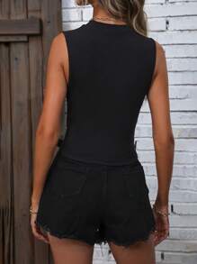 SHEIN LUNE 印花背心上衣 - 黑色 - 查看 2