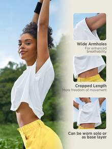 Gameset SHEIN Sport Tricou cu mânecă scurtă și mâneci largi pentru drumeții în aer liber și navetă