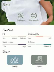 Gameset SHEIN Sport Tricou cu mânecă scurtă și mâneci largi pentru drumeții în aer liber și navetă