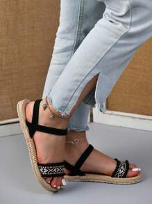 女士户外 2025 原创设计新款时尚百搭舒适优雅浪漫性感露趾平底凉鞋，适合女士海滩、度假、休闲、防滑、耐磨平底凉鞋和拖鞋，适合居家使用 - 彩色 - 查看 6