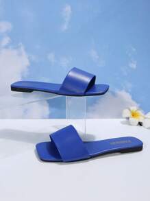 時尚藍色涼鞋適合女士,極簡單帶涼拖 - 藍色 - 查看 3