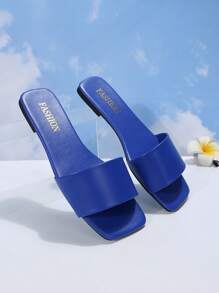 時尚藍色涼鞋適合女士,極簡單帶涼拖 - 藍色 - 查看 4