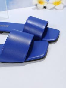 時尚藍色涼鞋適合女士,極簡單帶涼拖 - 藍色 - 查看 6