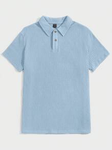 GENTILAND Nam Dệt kim Waffle Áo polo - Màu xanh nhạt - Xem 1