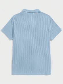 GENTILAND Nam Dệt kim Waffle Áo polo - Màu xanh nhạt - Xem 2