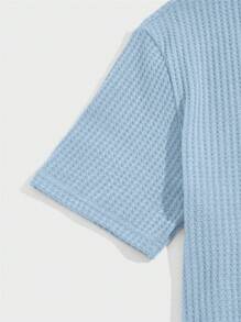 GENTILAND Nam Dệt kim Waffle Áo polo - Màu xanh nhạt - Xem 4