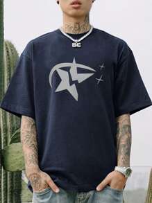 Áo thun Nam Hình học Giải trí - Màu xanh hải quân - Xem 1