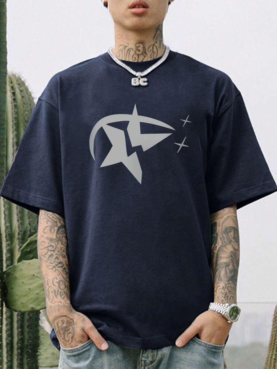 Áo thun Nam Hình học Giải trí - Màu xanh hải quân - Xem 1