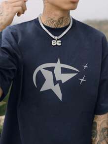 Áo thun Nam Hình học Giải trí - Màu xanh hải quân - Xem 3