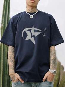 Áo thun Nam Hình học Giải trí - Màu xanh hải quân - Xem 4