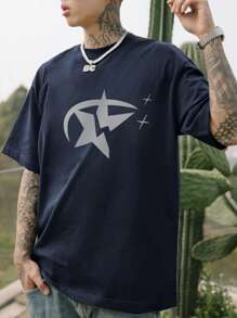 Áo thun Nam Hình học Giải trí - Màu xanh hải quân - Xem 5