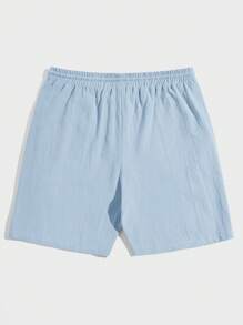 SWAVVY Men Letter Patched Detail Drawstring Waist Shorts