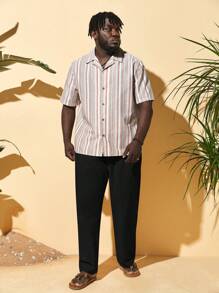 EASEVO 男士大码腰部抽繩斜口袋長褲 - 黑色 - 查看 5