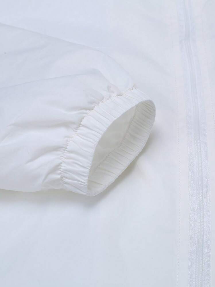 Manfinity Homme Men Long Sleeve Zip Up Hooded Outdoor Windbreaker Jacket Without Tee, Fall - White - View 3