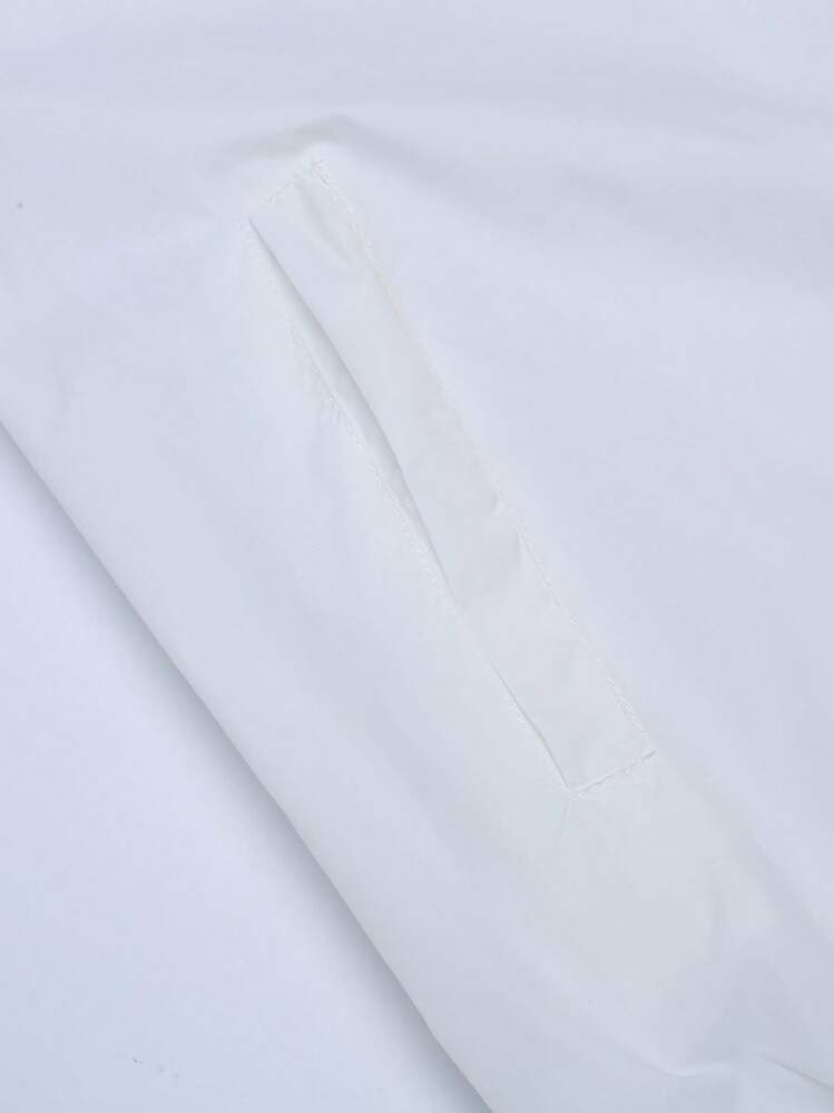 Manfinity Homme Men Long Sleeve Zip Up Hooded Outdoor Windbreaker Jacket Without Tee, Fall - White - View 5