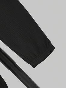 SHEIN Tween Boy Letter Graphic Hooded Tee & Joggers - Black - View 6