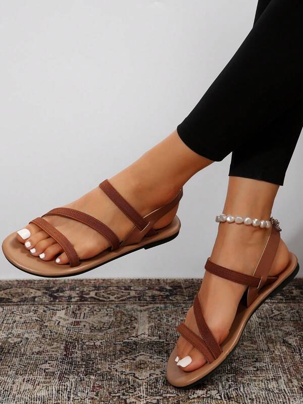 Women Slingback Sandals, Elegant Brown Flat Sandals SHEIN USA