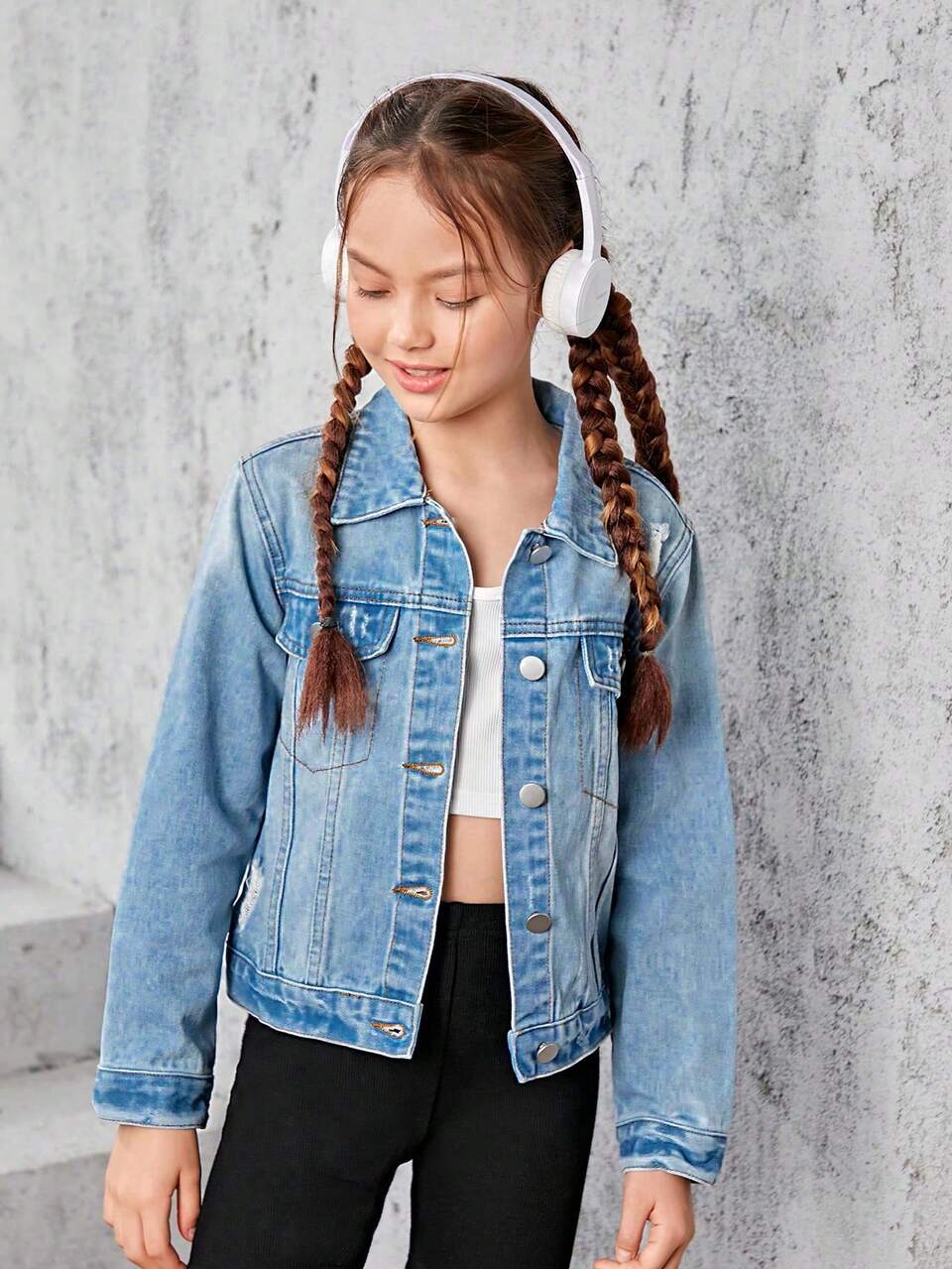 Tween Girl Flap Pocket Denim Jacket, School, Campus, College