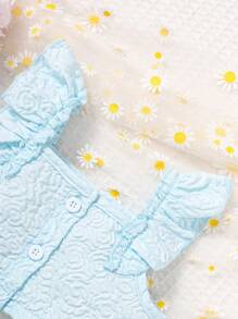 Baby Girl Ruffle Trim Cami Top & Ruffle Hem Skirt - Baby Blue - View 4